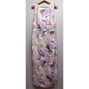 New Kay Unger Formal Dress Women Size 14 White Floral Lace Sleeveless Leg Slit